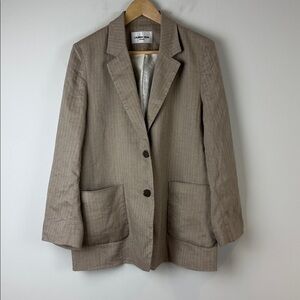 Lauren Vidal Paris Beige Linen Textured Blazer Size Medium